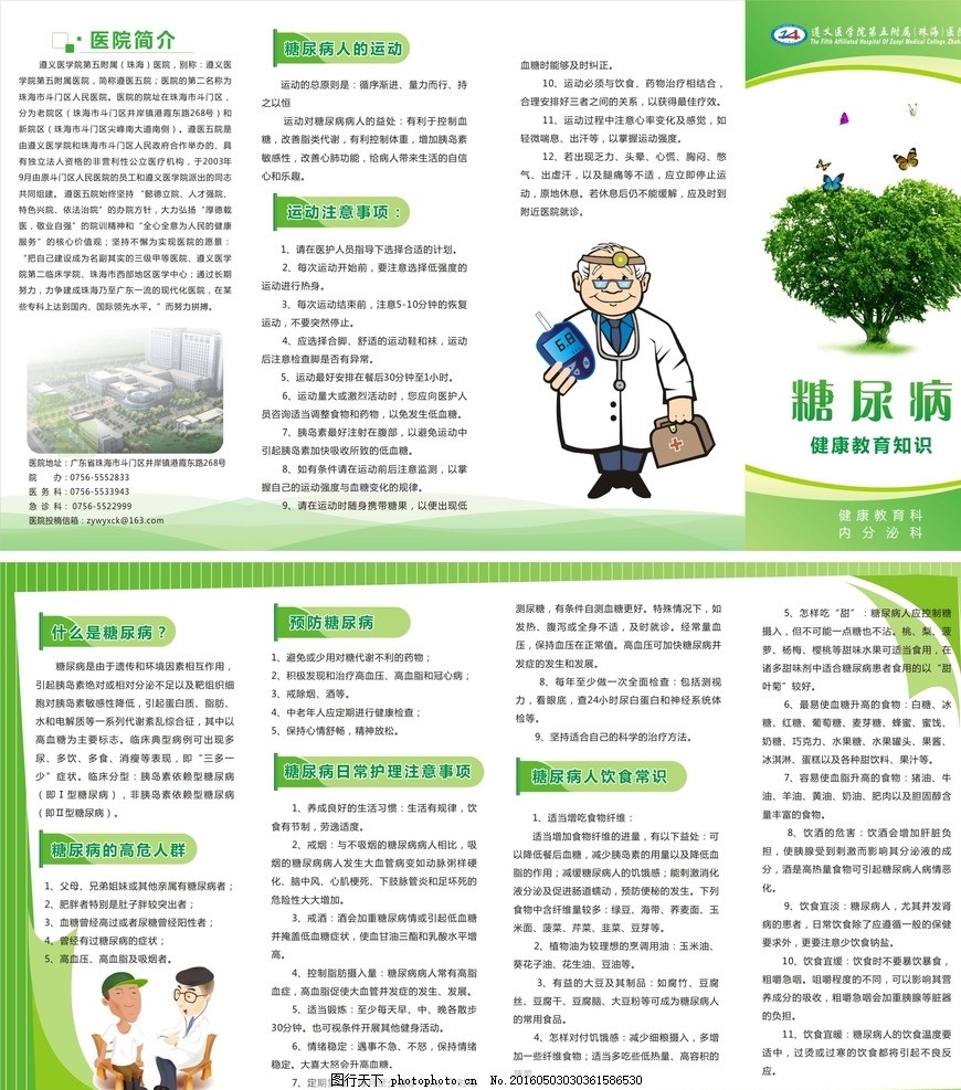 糖尿病健康教育知識折頁宣傳單 掌握健康管理，科學咨詢守護健康